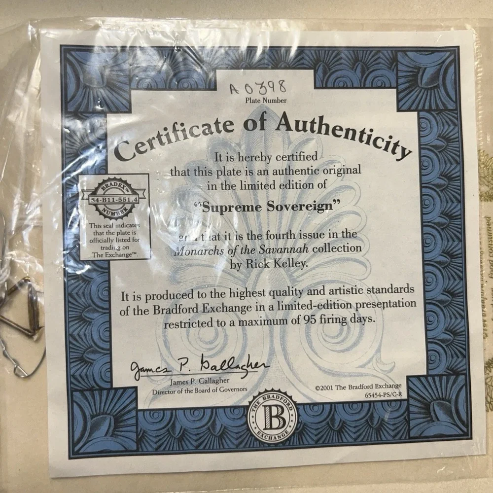 Bradford Exchange Limited Edition Wall Plaque With Elephant 9x9